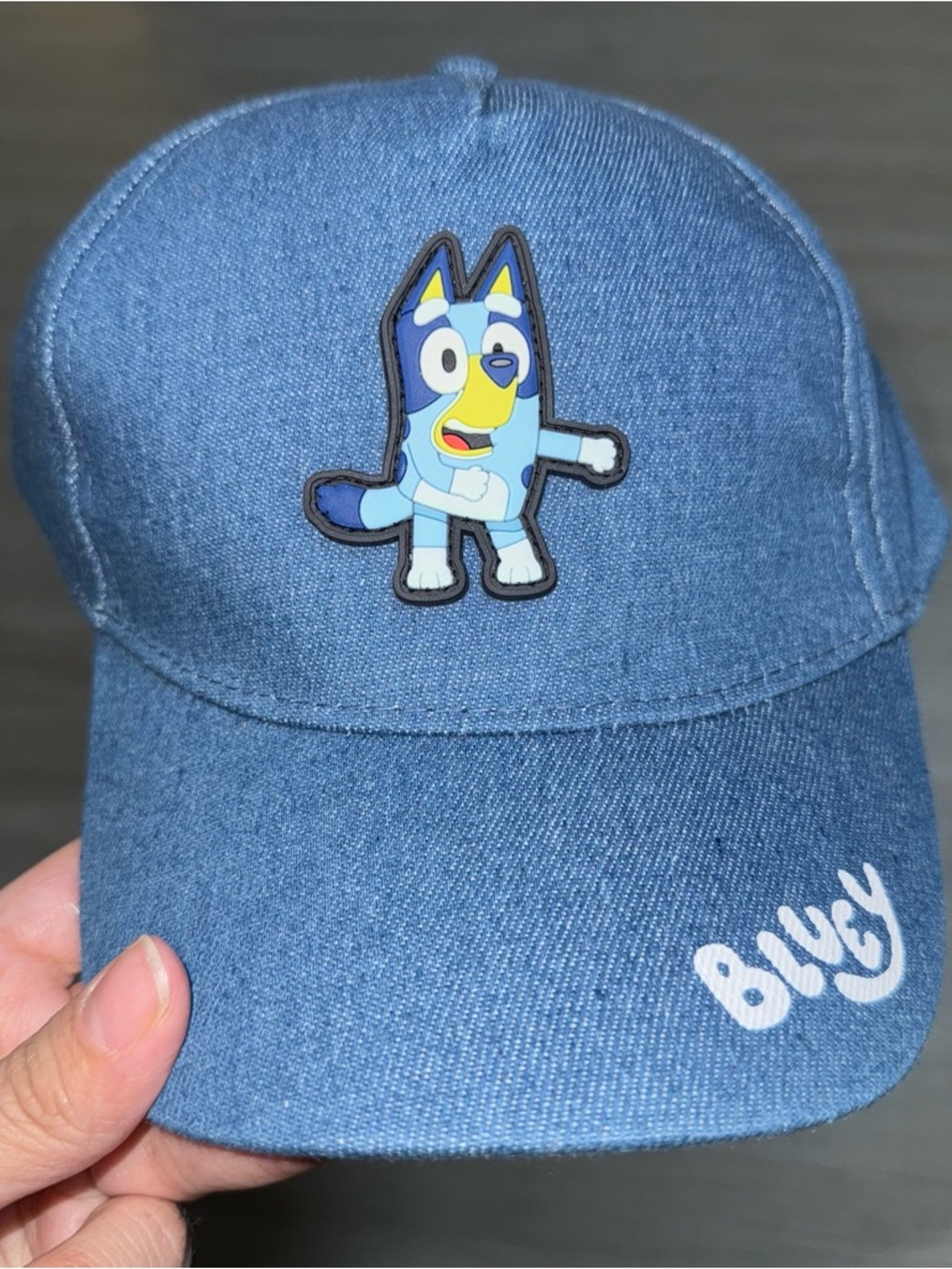 Kids Blue Denim Cap with Bluey Patch - Casual Baseball Hat
